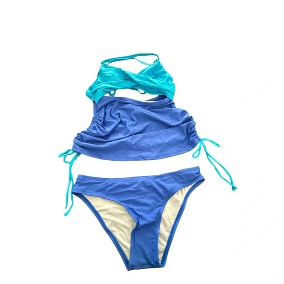 Cupshe Cupshe Blue Ruched Tankini Bikini - Picture 4 of 9